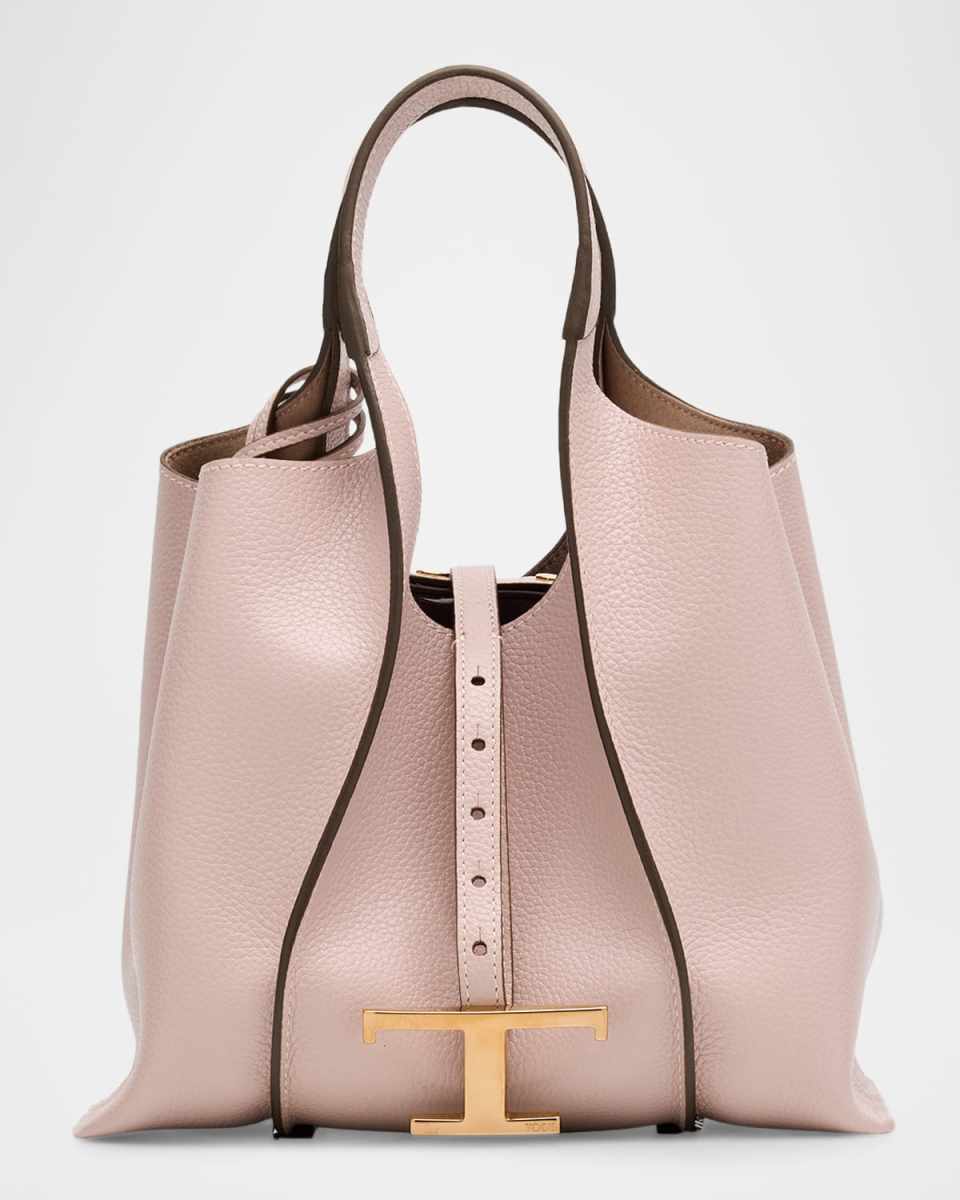 Mini T Pendant Leather Shopping Tote Bag